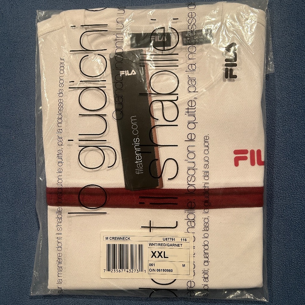 Brand new with tags original 90's vintage unopened white fila XXL athletic shirt